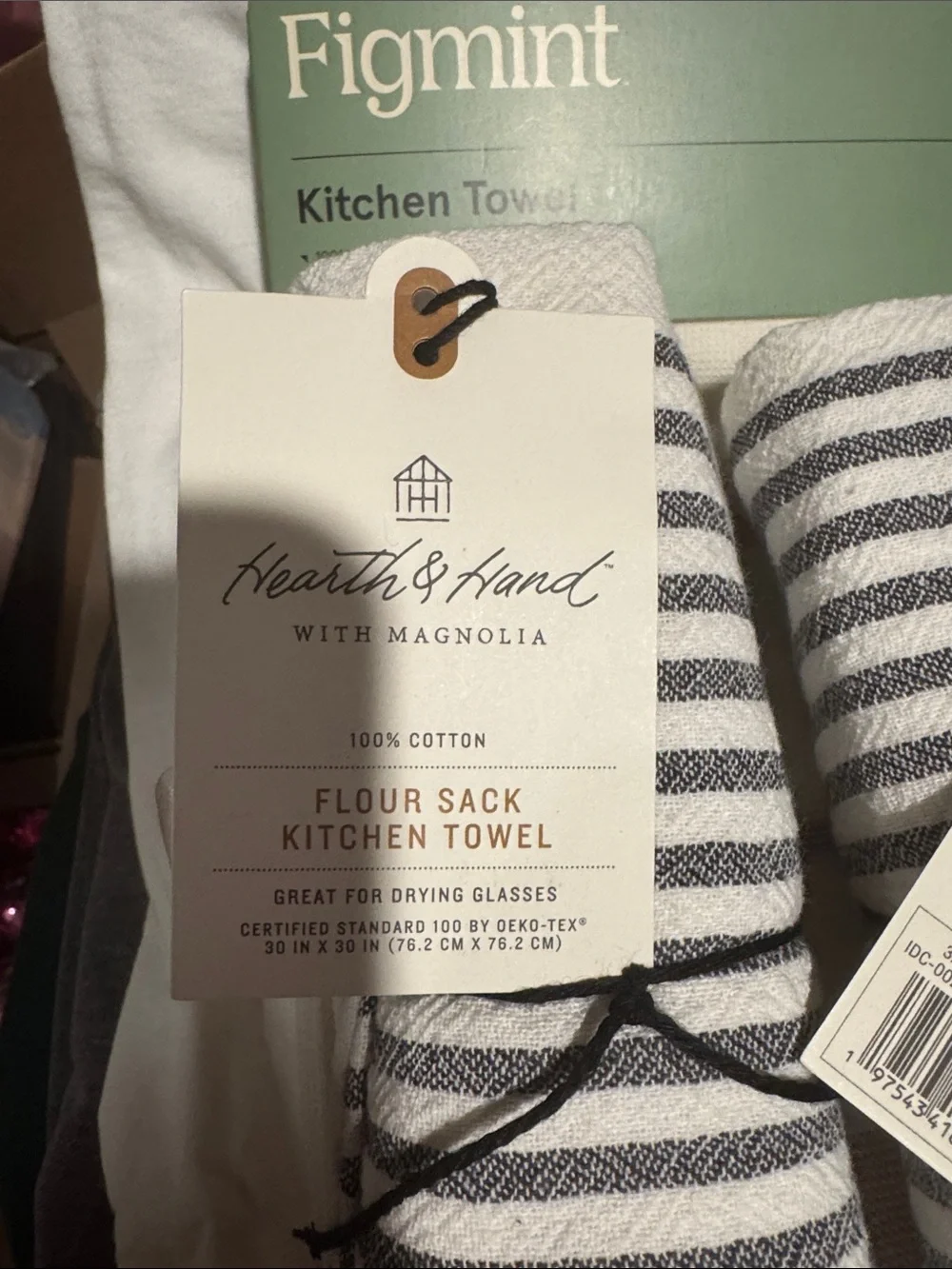 1pc of Figmint kitchen towel AND H&H Kitchen Towels Set of 2 Black Stripe NWT